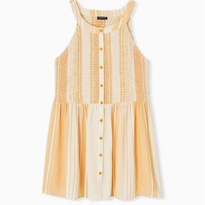 Torrid Yellow Stripe Button Smocked Babydoll Tank 1